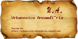 Urbanovics Annamária névjegykártya