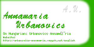 annamaria urbanovics business card